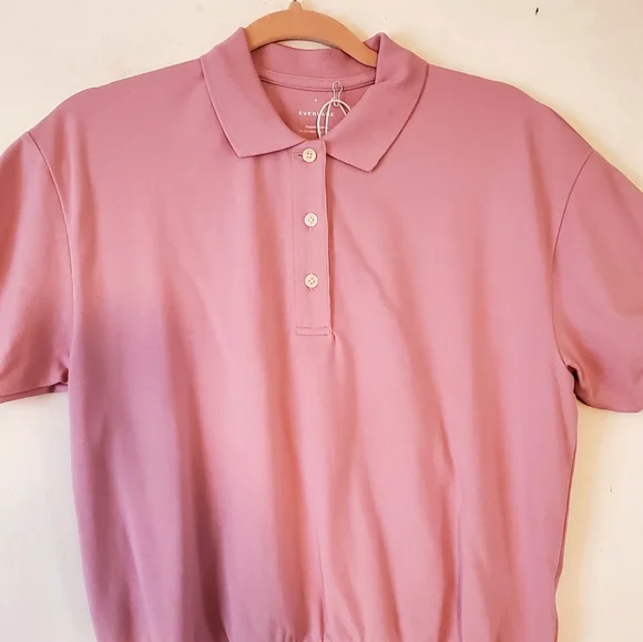 Everlane Mauve Polo Shirt Collar Organic Cotton Size Small Women NWT - Picture 6 of 9